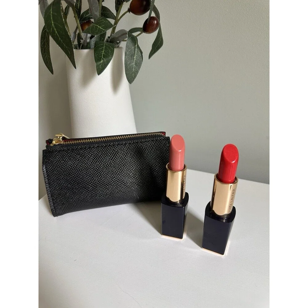 Estee Lauder Pure Color Envy Hi-Lustre Lipstick Set- Drop Dead Red & Nude Reveal